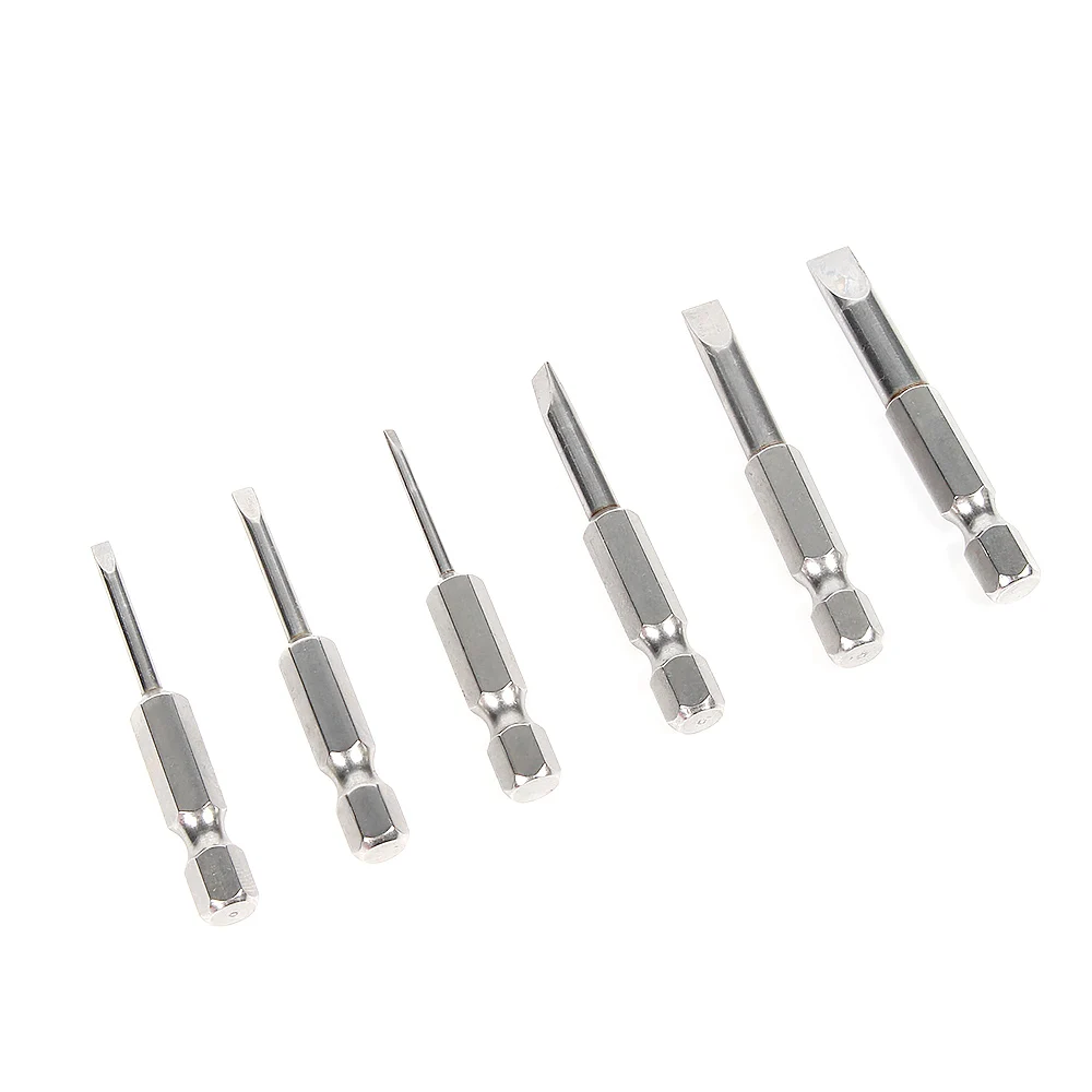 

6pcs/set 50mm 2.0-6.0mm S2 Slotted Tip Screwdriver Bit Alloy Steel Flat Head Slotted Screwdrivers Tools Kits