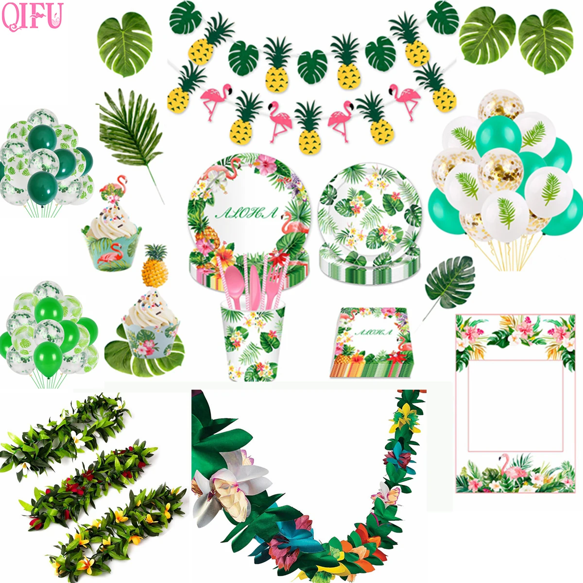 Украшения для гававечерние тропивечерние венок Aloha Luau зеленые Пальмовые Листья