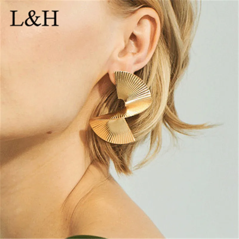 L & H 2018 новые модные женские серьги золотого и серебряного цвета панк