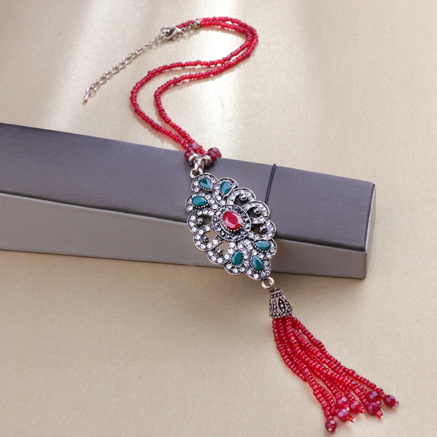 Kinel оптовая продажа хрустальные бусы ожерелье с кисточкой 3 вида цветов Винтажные