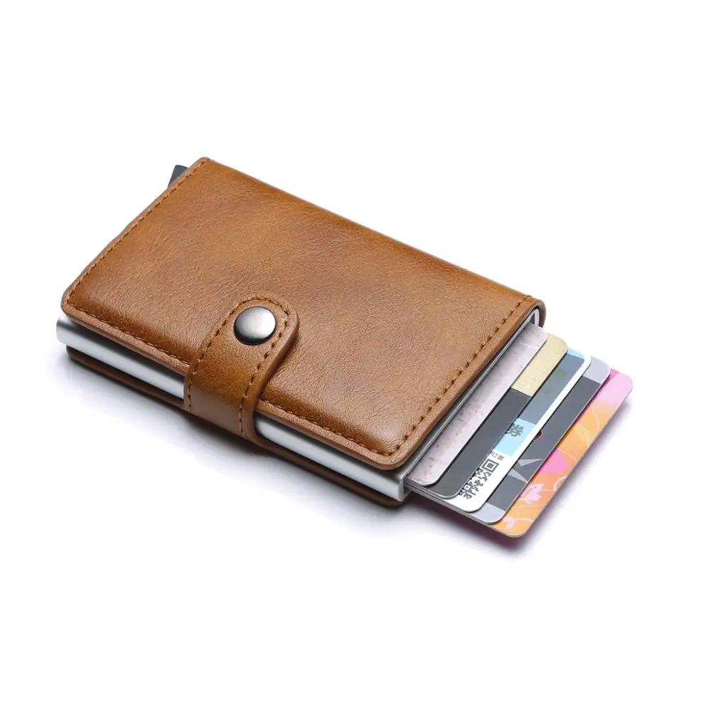 Анти-Rfid защита для мужчин и женщин id кредитный держатель для карт кошелек металлический кожаный алюминиевый чехол для визитных карточек кредитница