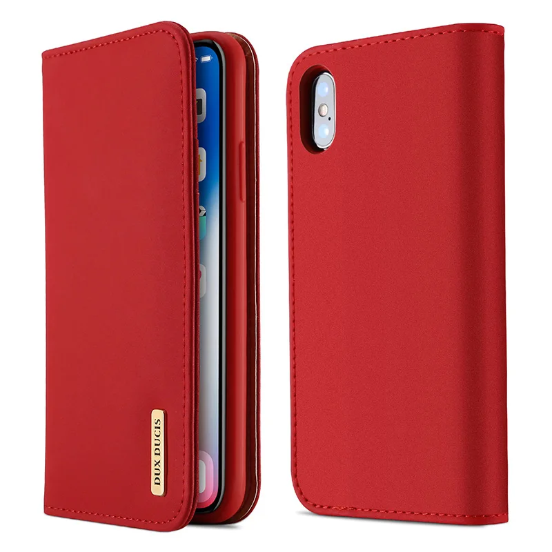 Чехол на iPhone Xs X 5," DUX DUCIS из натуральной кожи Smart чехол для iPhone Xs натуральной кожи Телефон чехол для iPhone Xs Max iPhoneXs принципиально - Цвет: Red