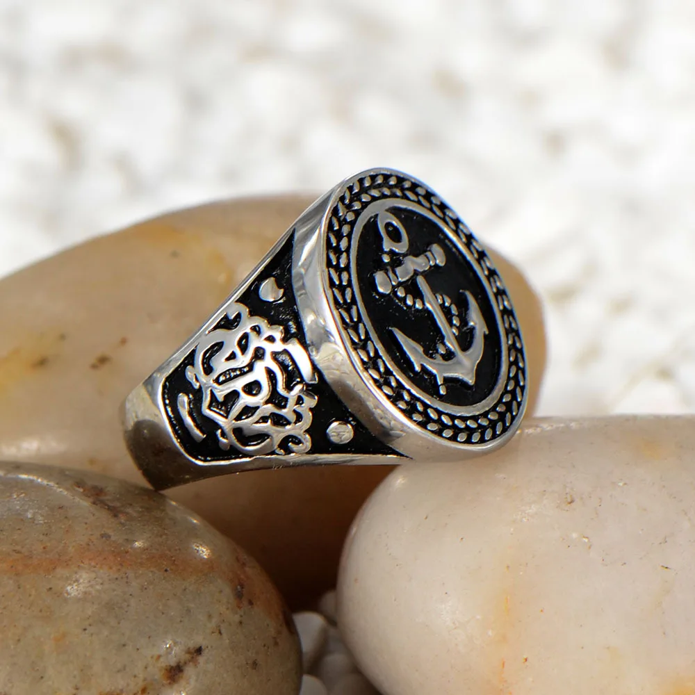 Fashion jewelry ring Stainless steel ship anchor casting men's individual | Украшения и аксессуары