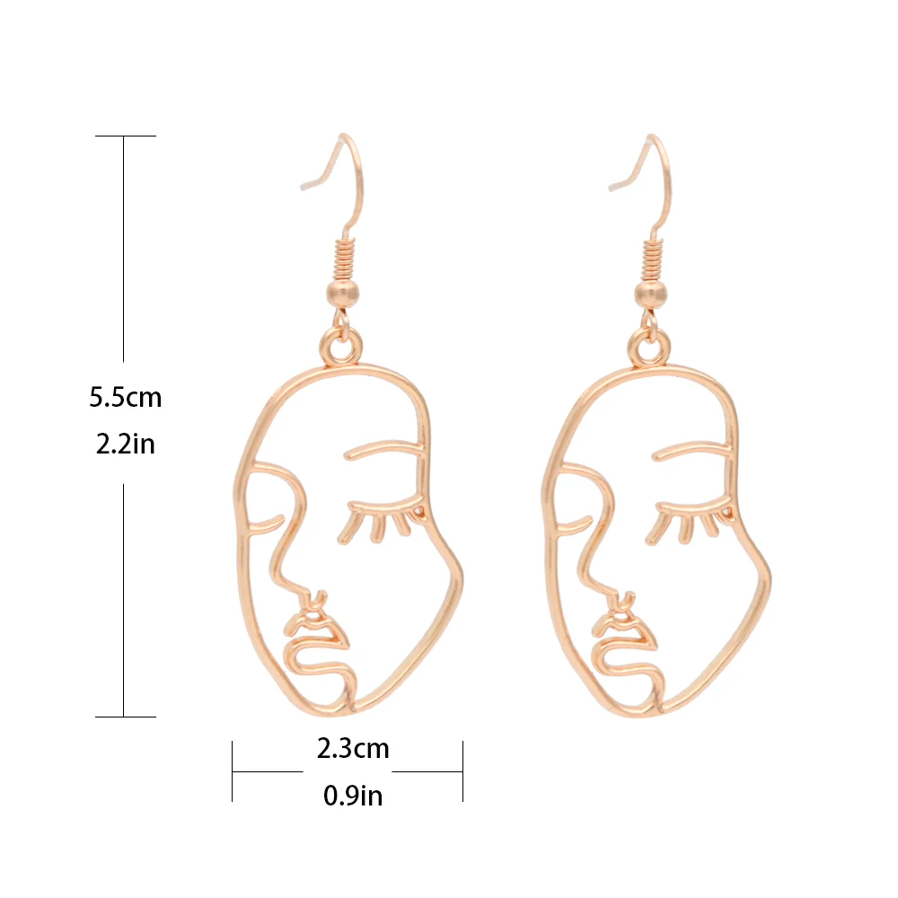 Женские полые серьги-подвески для лица золотого и серебряного цвета с крючками