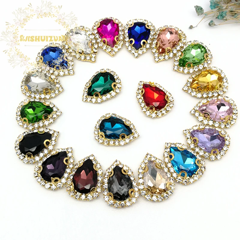 Красный DR дрель боковая цепь кристалла стекло шитье Стразы с когтями DIY женская