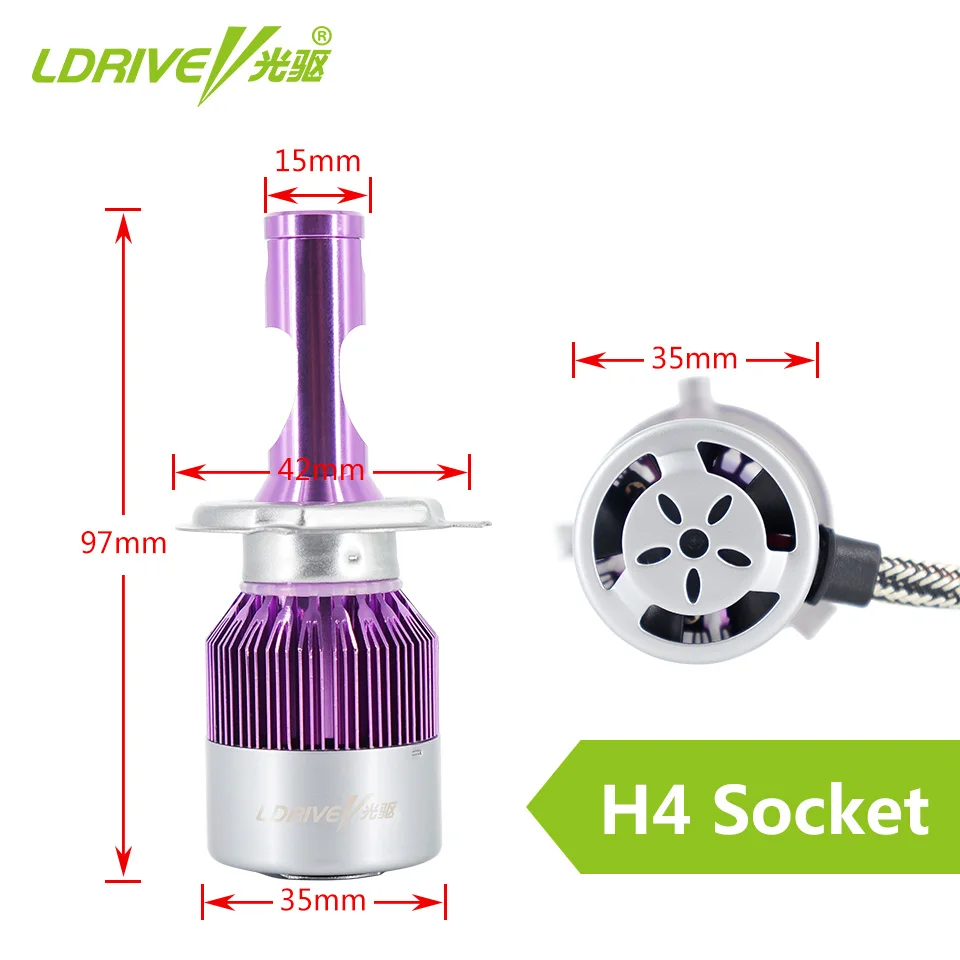 LDRIVE 2 шт. H4 LED H7 H11 9006 HB4 H1 H3 HB3 CSP светодиодная Автомобильная фара 48 Вт 4800лм лампа