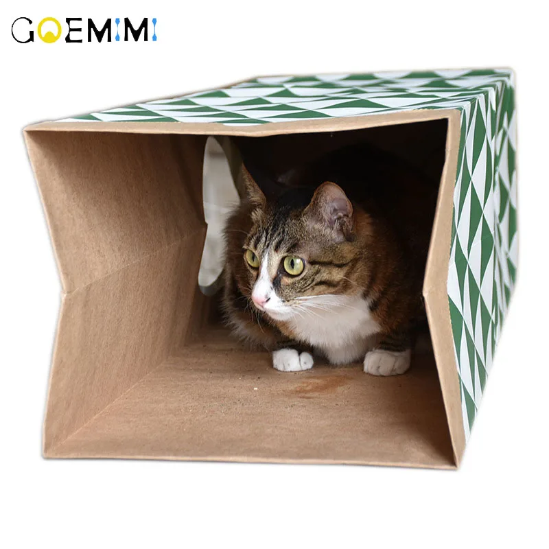 

2019 Paper Cat Tunnel Creative Interactive Kraft Paper Cat Tunnel Cat Paper House Pet Toy Foldable Cat Supplies