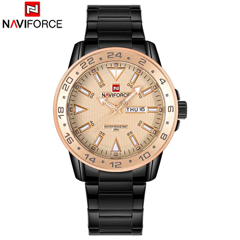Мужские кварцевые часы NAVIFORCE спортивные водонепроницаемые наручные из