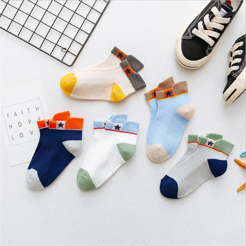 5 пары/компл. детские спортивные носки весна лето хлопковые для девочек дышащие