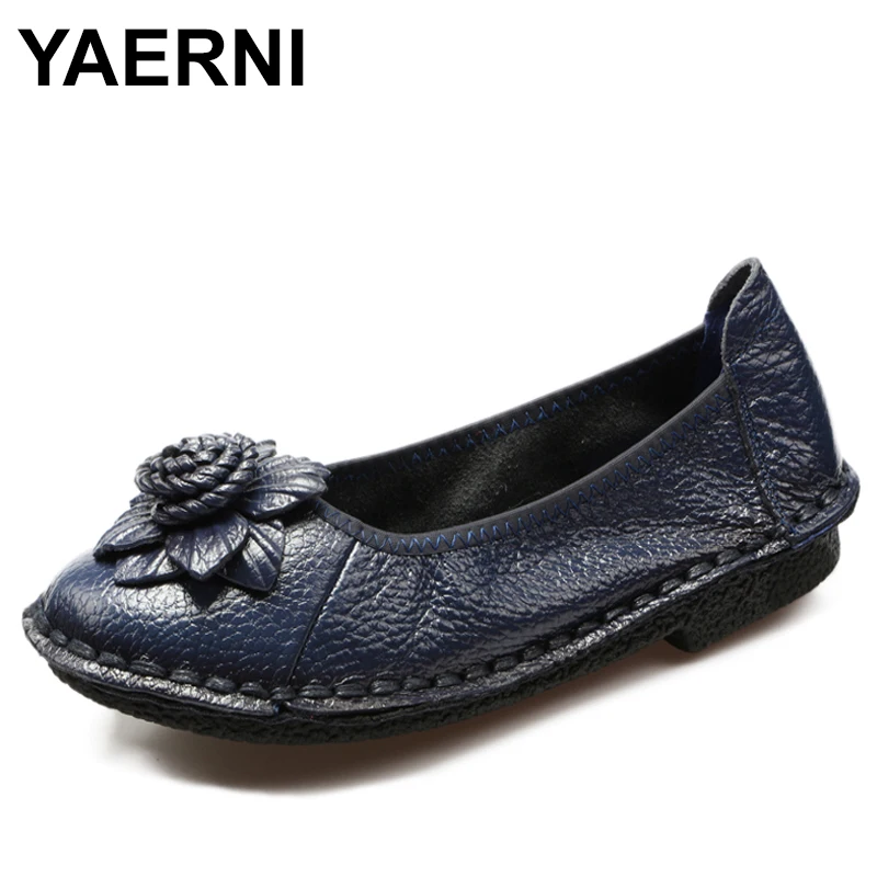 

Женские туфли YAERNI ручной работы, из натуральной кожи, на плоской подошве, весенние, повседневные, лоферы, балетки