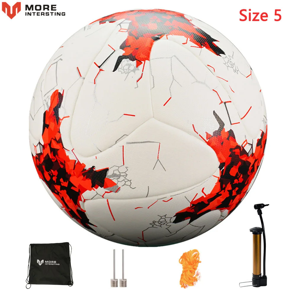R-Red White Size 5 Офисный футбольный мяч, размер 4, размер 5, бесшовный футбольный мяч с насосом, Gif, подростковые тренировочные мячи, futbol voetbal - Цвет: R-Red White Size 5