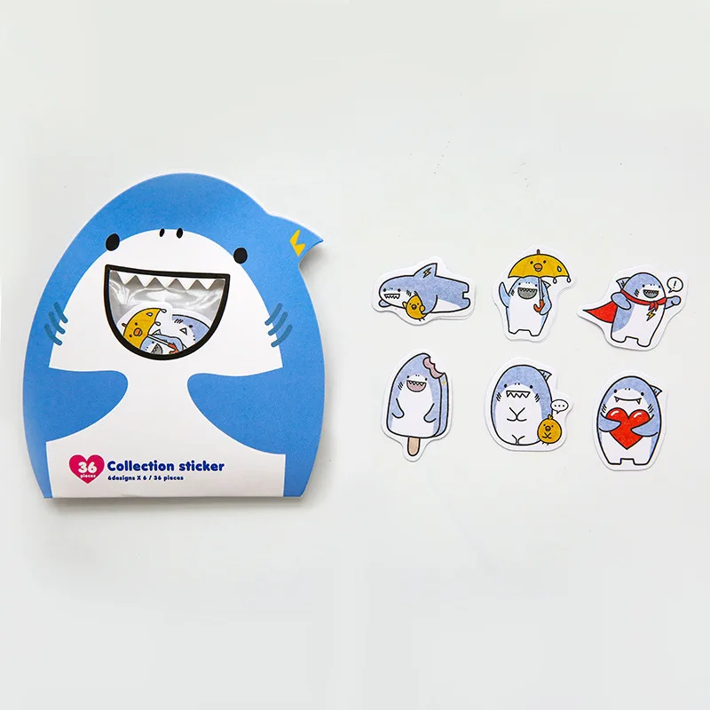 36 шт. детские наклейки с животными и акулами|Канцелярские наклейки| |