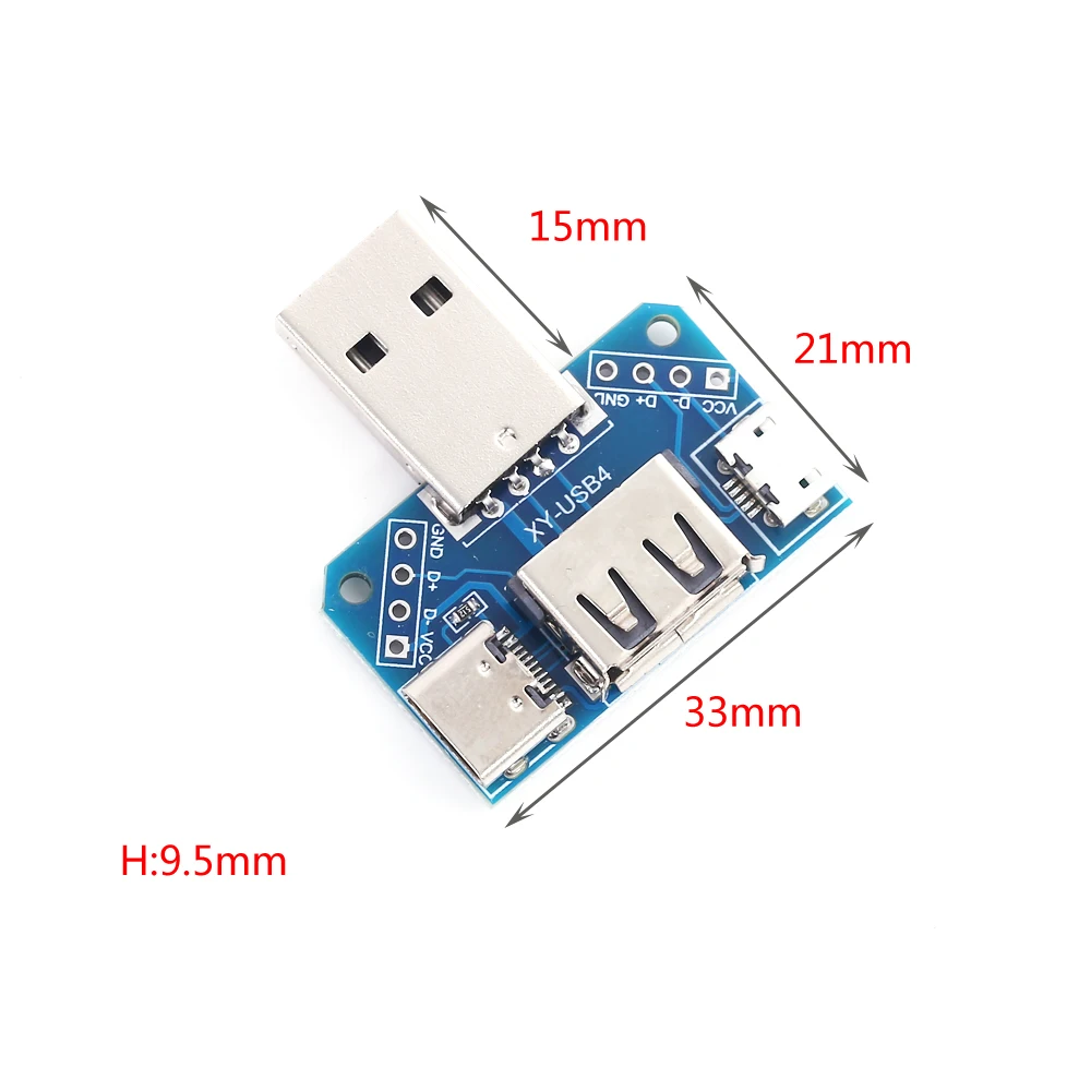 Переходник USB со штекера на штекер Type C Micro 4P плата адаптера терминала 2 54
