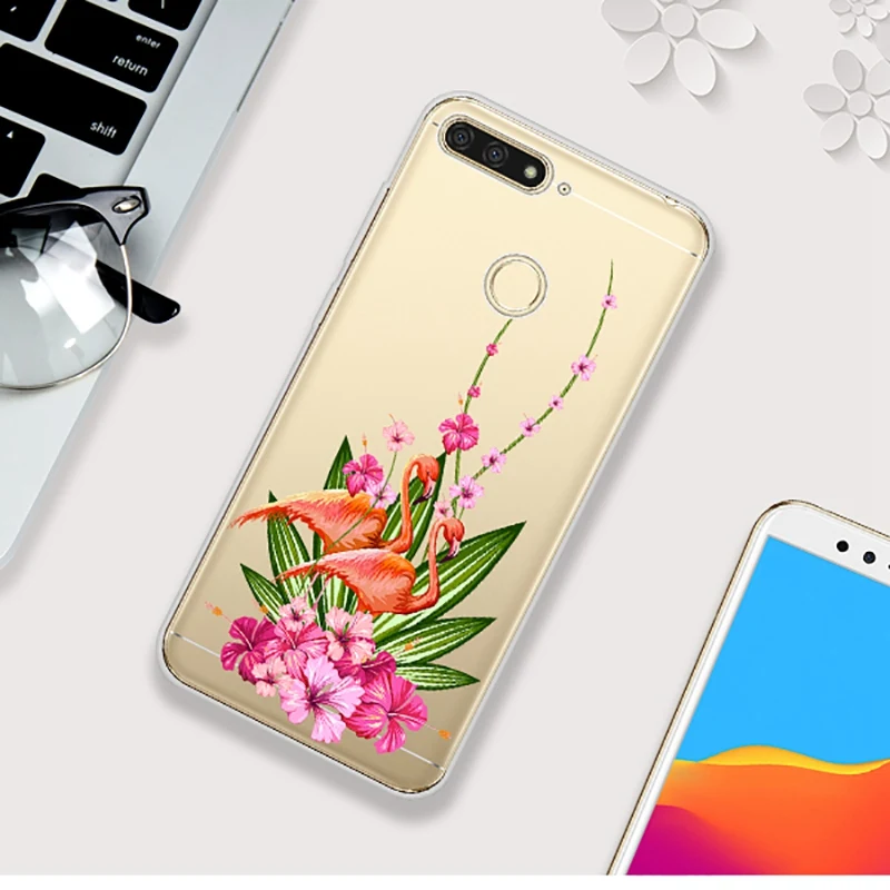 UTOPER Case For Huawei Honor 7A Silicon Soft Flamingo 7X Funda 7C Y6 Y7 Prime 2018 Enjoy 8E Pro |