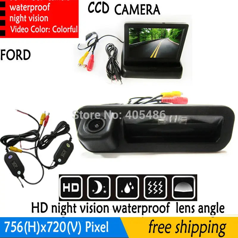 

auto Wireless CCD HD Car rear view parking WIFI camera + 4.3" car rearview mirror monitor TFT LCD For Ford Focus Mondeo Kuga