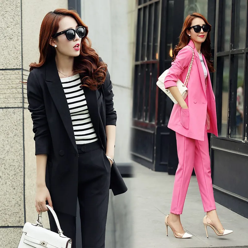 2016 Новый Стиль Весна Осень Женщины Пиджаки Брюки Костюмы Конфеты Цвет Блейзер