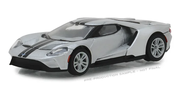GreenLight 1:64 2017 Ford GT в слиток серебристый с черными полосками игрушечный автомобиль