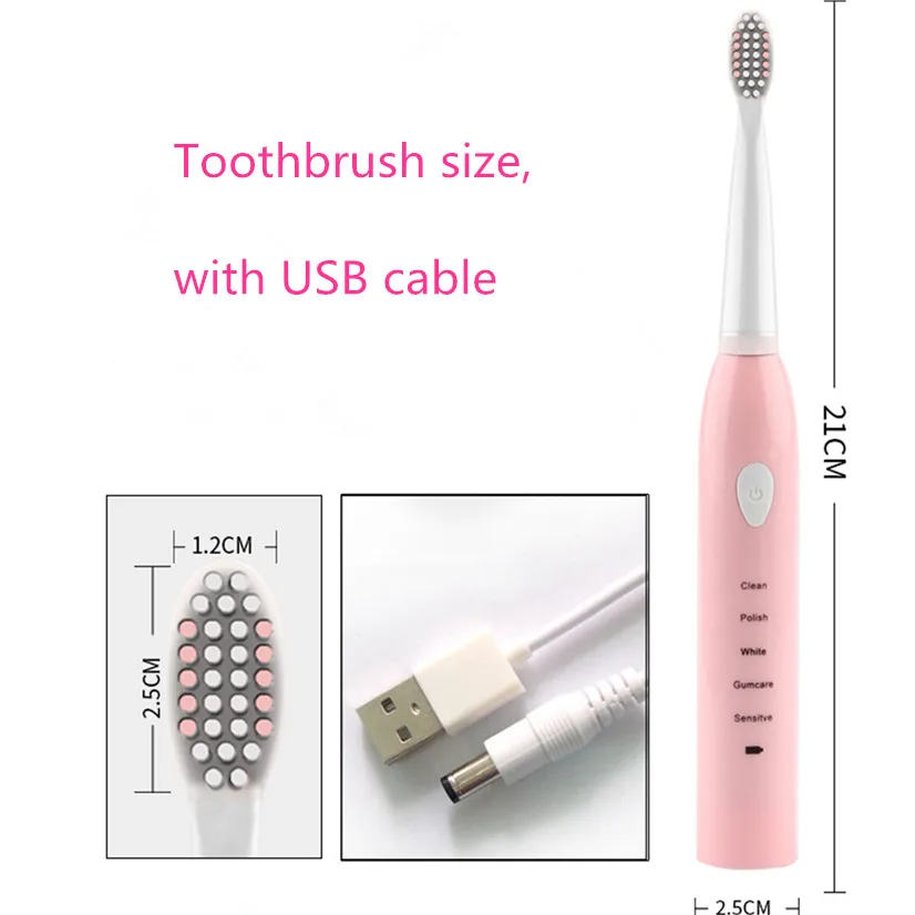 Щетка Зубная электрическая звуковая для чистки полости рта вращающаяся головка