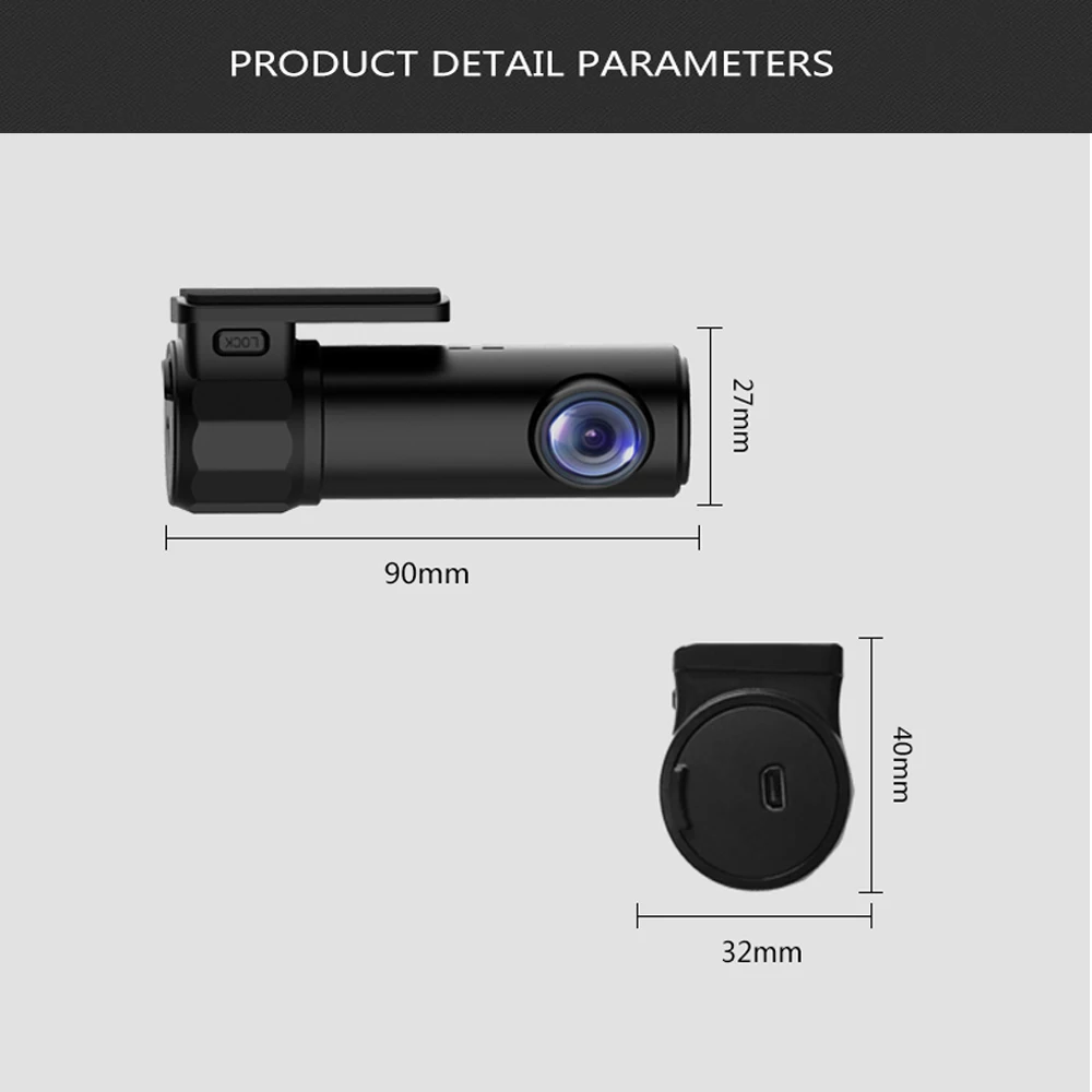 Podofo мини Wireles WiFi Автомобильный регистратор DVR приложение монитор HD скрытая