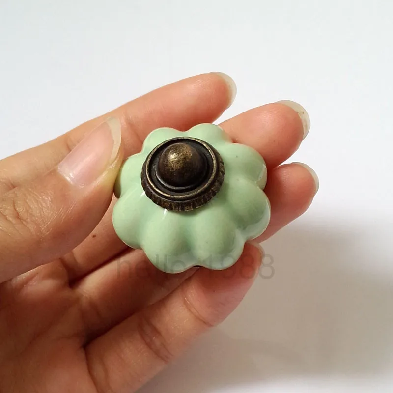 5 шт. 32 мм светло-зеленая керамическая ручка для шкафа с тыквой рукоятка