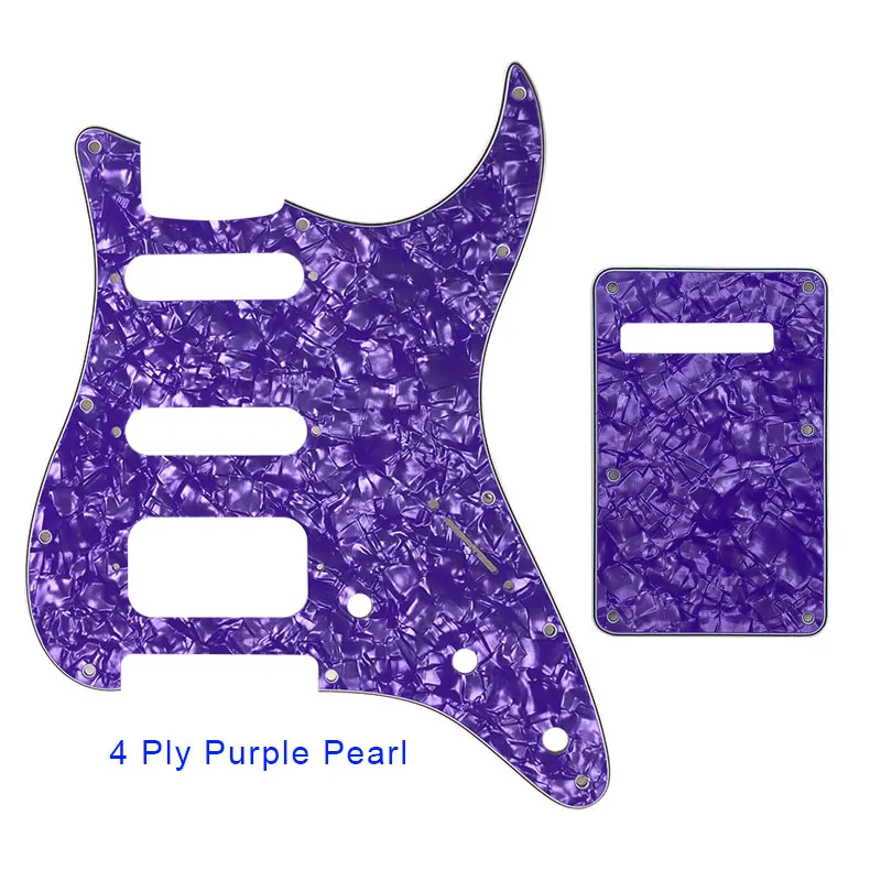 4 ply purple pearl Pleroo гитарные аксессуары накладка с задней пластиной и 11 винтами для Fender Stratocaster США/мексиканский стандарт strat HSS гитара - Цвет: 4 ply purple pearl