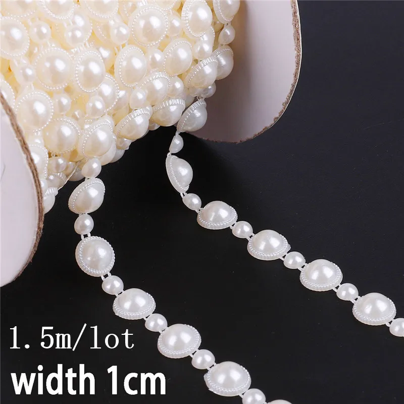 1cm 1.5cm 1-2 м/уп. мульти-Размер ABS имитация жемчуга бусины цепь отделка для DIY Свадебная вечеринка украшения ювелирных изделий фурнитура Ремесло АКСЕССУАРЫ - Цвет: 1cm 1.5cm