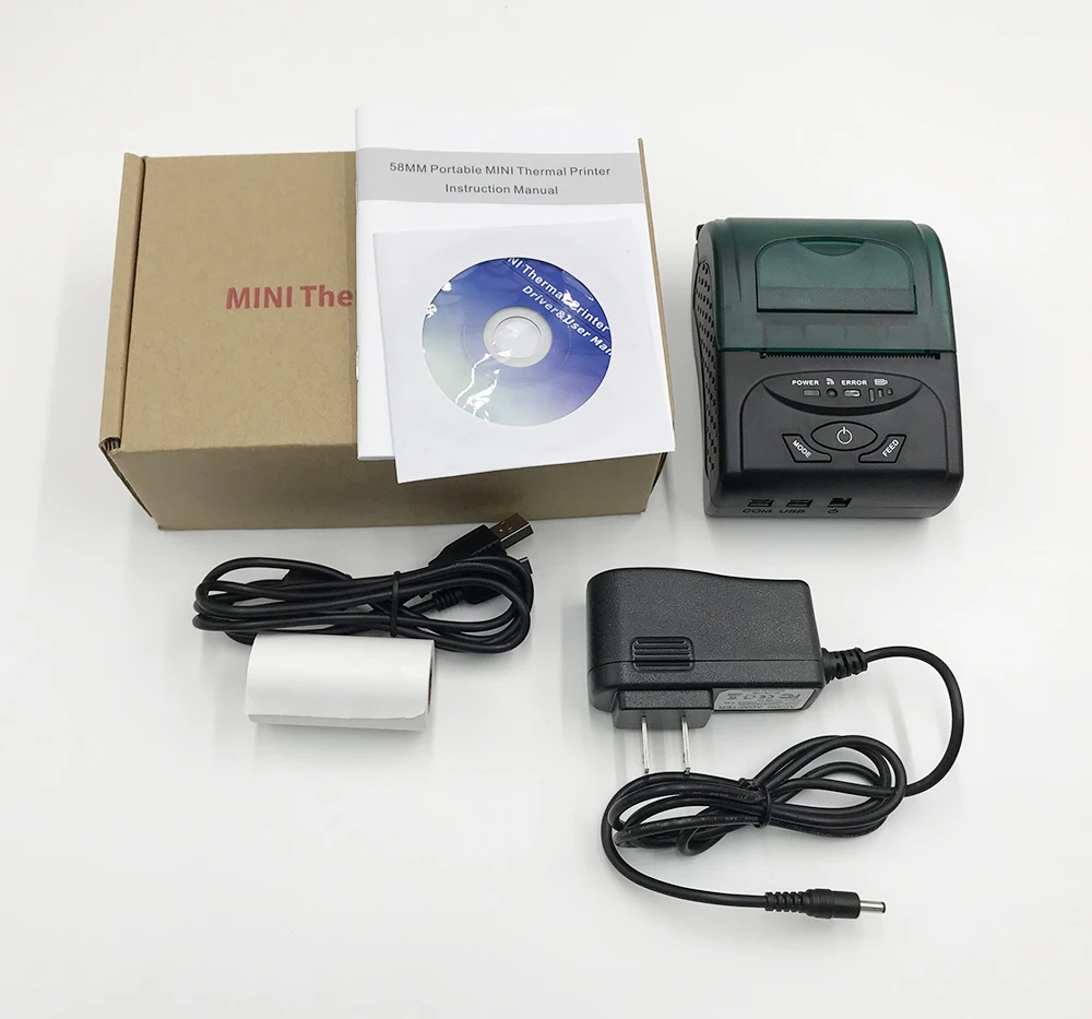 Портативный принтер ZJ5807 58 мм с Bluetooth карманный на базе Android для iOS маленький