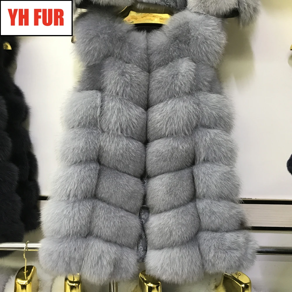 2020 женские Роскошные вечерние подлинный реальный лисий мех жилет теплые мягкие