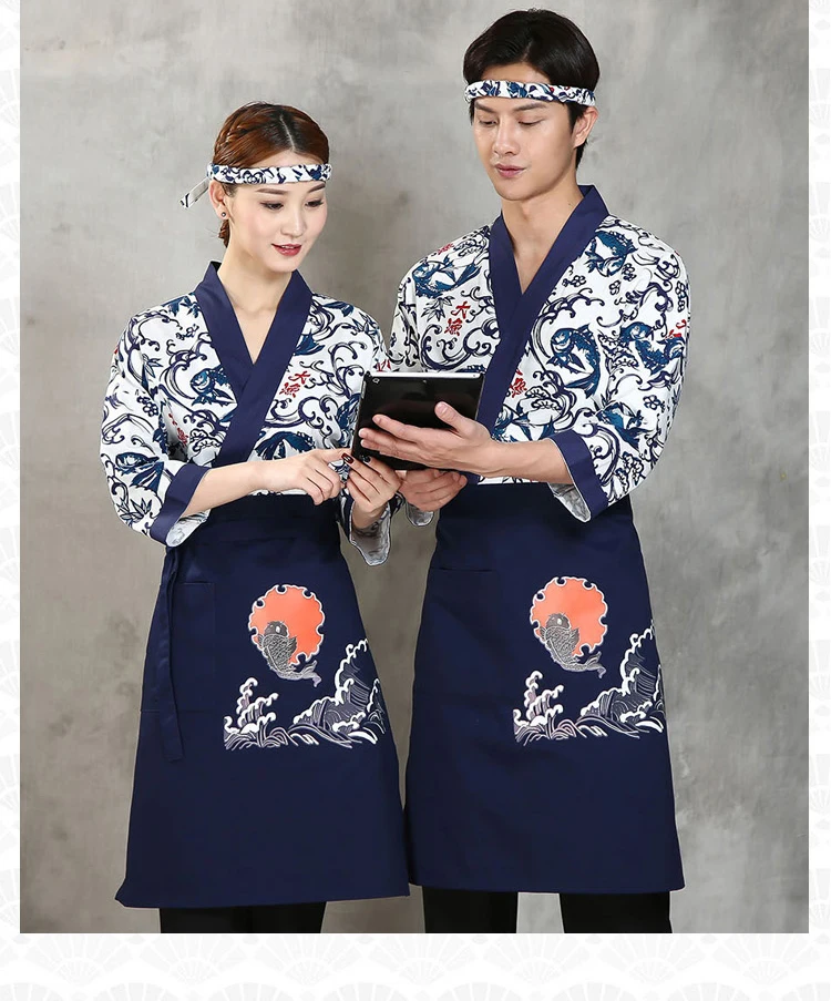 Новый унисекс Японский Корейский стиль средний рукав шеф повара кимоно Униформа