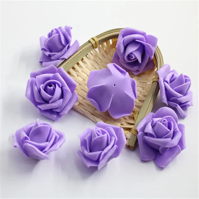 purple 10 шт./лот, 6,5 см, многоцветная искусственная гофрированная пена, розовая головка, для украшения свадьбы, сделай сам, венки, ремесло, Подарочные принадлежности - Цвет: purple