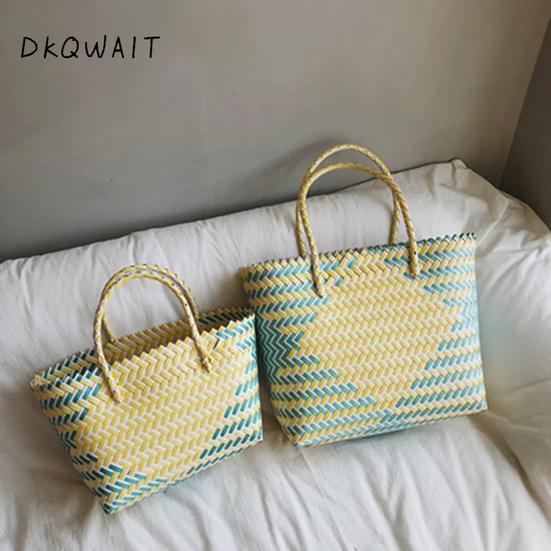Плетеная соломенная Пляжная сумка ручной работы большие сумки из ротанга