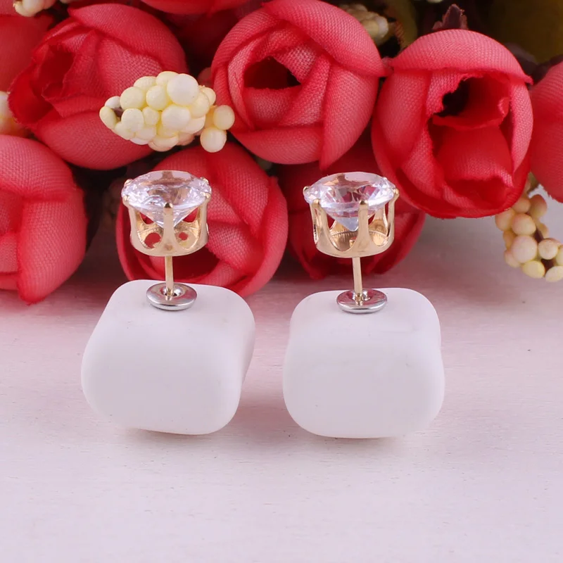 14 цветов Новое поступление резиновые Двухсторонние серьги с жемчугом ярких