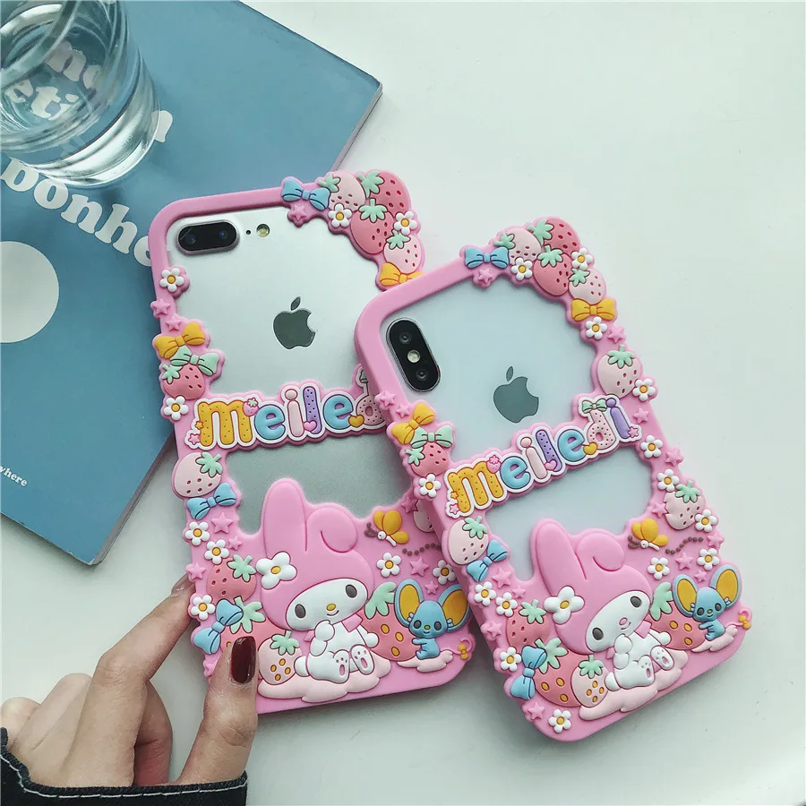 Чехол для телефона My Melody Frame для iPhone 6, 6s, 7, 8 Plus, X, XR, XS, Max, милый мультяшный чехол, мягкий силиконовый резиновый корпус, Fundas Coque