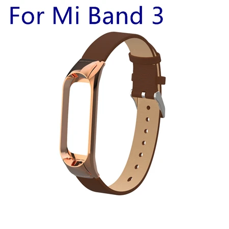 Brown For Band 3 Yuedaer для Xiaomi mi Band 3 4 фитнес-трекер цветной кожаный mi Band 4 3 ремешок черный золотой чехол Модный браслет напульсники - Цвет: Brown For Band 3