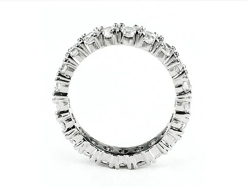 Модные украшения Для женщин группа 1.5ct Gem 5A Камень Циркон 925 серебро Для женщин Обручение обручальное кольцо для Для женщин