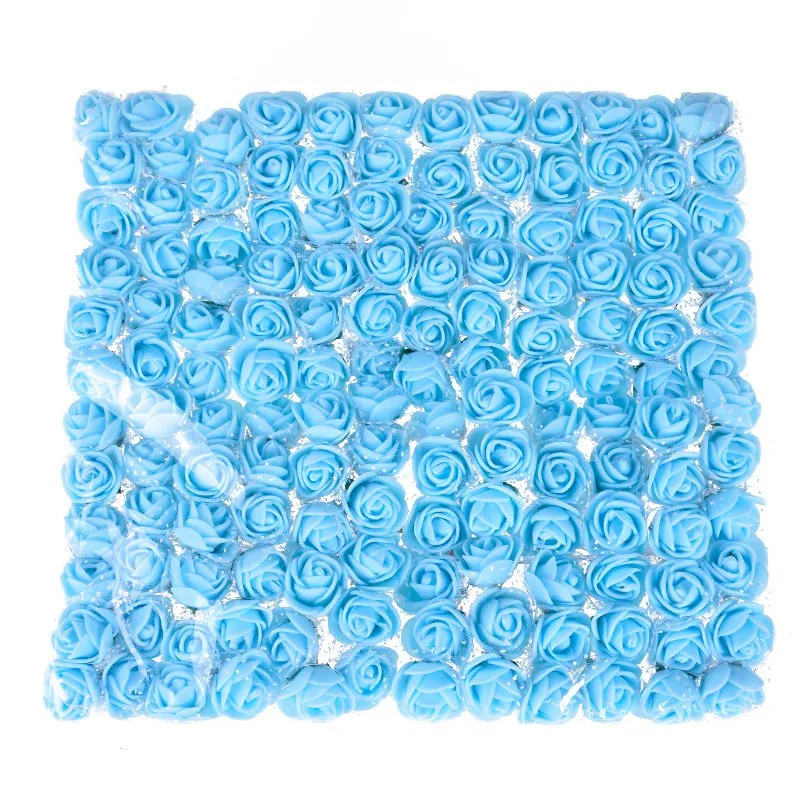 sky blue 144 шт./лот, искусственный цветок, 15 цветов, ПЭ кружево, пена, букет роз для свадьбы, украшения дома, сделай сам, головной убор Венок, подарочная коробка - Цвет: sky blue