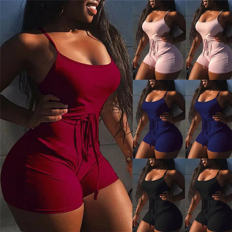 

HIRIGIN Women Sexy Casual Sleeveless Bodycon Jumpsuit Lady Club Bodysuit Shorts