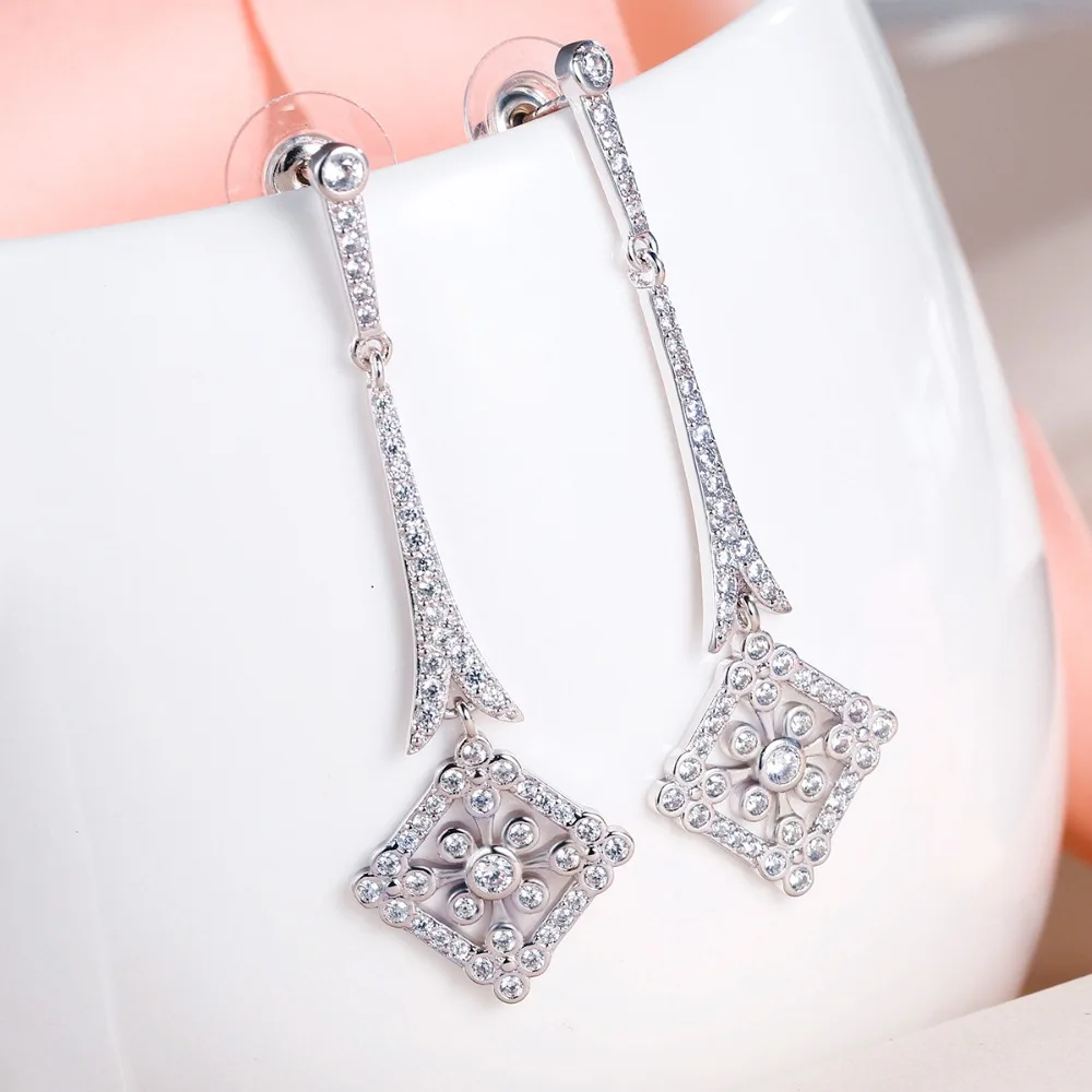 Серьги женские Геометрические из меди и циркона в стиле арт-деко | Украшения