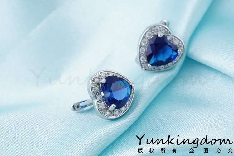 Yunkingdom дизайн сердца ювелирные изделия Новое Белое Золото Цвет кубический цирконий новые серьги-кольца для женщин