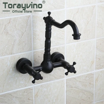 Bathtub Torneira Tall Hot/Cold Wall Mounted Oil Rubbed Black Bronze 97113 Bathroom Basin Vessel Sink Faucet,Mixer Tap