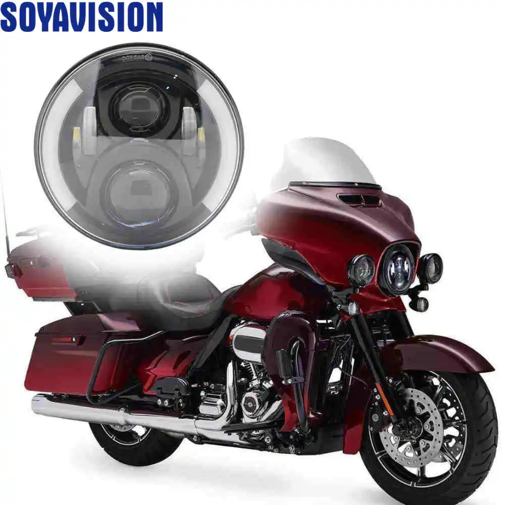 DOT утвержден E9 7 &quotсветодиодный фары для мотоцикла Harley галогеновая фара DRL дюймов