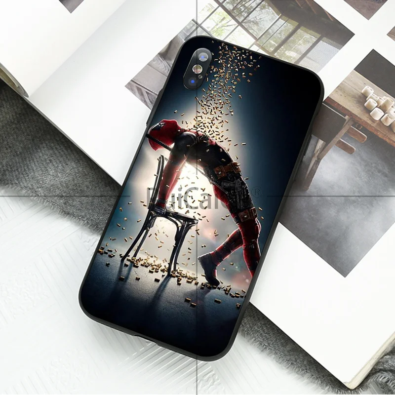 Чехол для телефона Ruicaica Marvel Deadpool черный мягкий силиконовый чехол Apple iPhone 8 7 6 6S Plus X