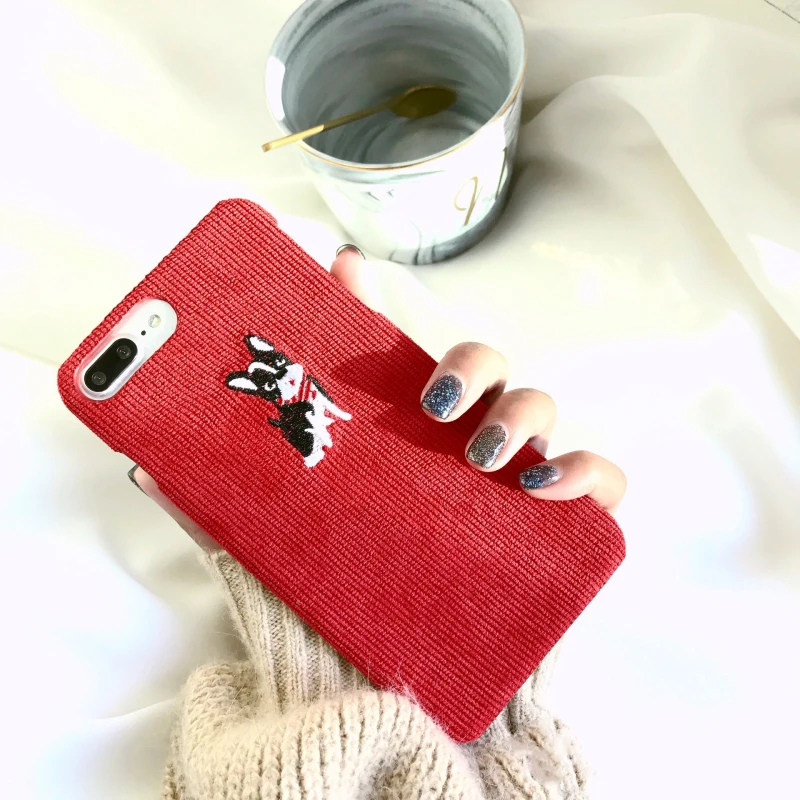 GlamPhoneCase зимний красный тканевый чехол для телефона iPhone 6 6S 7 8 Plus 6splus X милый 3D