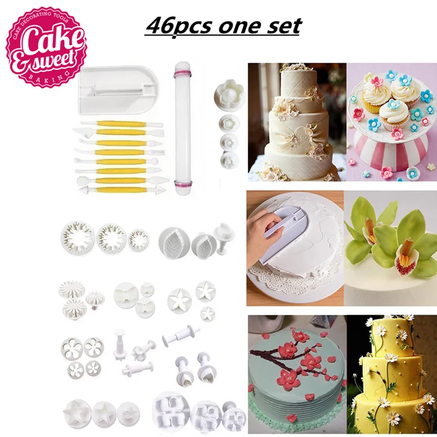46 шт./компл. для цветов из мастики Sugarcraft Плунжер резак украшения тортов печенья