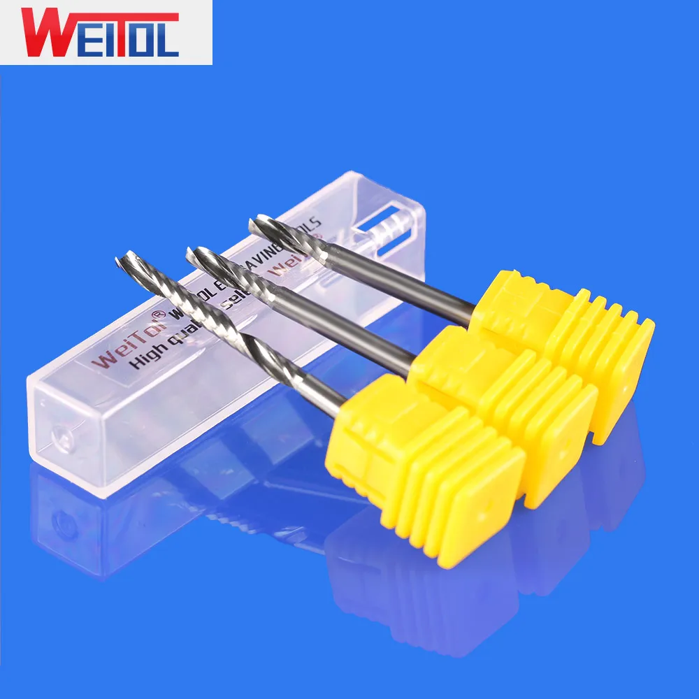 WeiTol 1 шт. 3A 1/8 дюйма хвостовик Концевая фреза Флейта Спиральные Бит карбида CNC