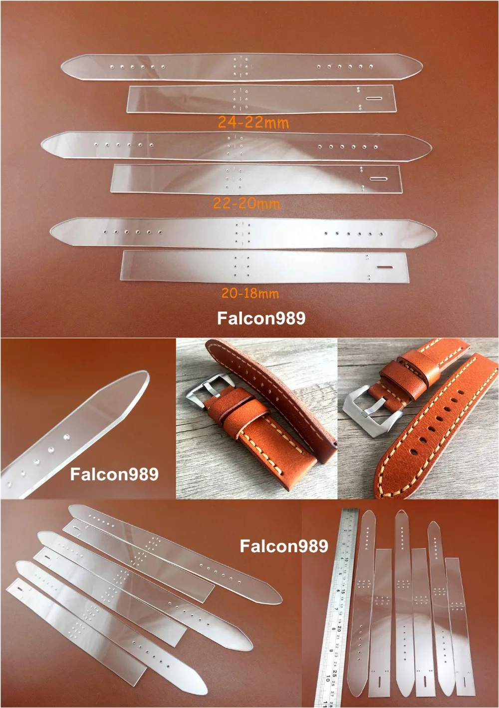 6 видов кожаного ремесла акриловый ремешок для часов Perspex трафарет шаблон набор