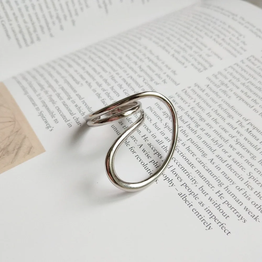 Shanice S925 Серебряное кольцо золотое многомерное витое геометрическое кольцо Открытое кольцо