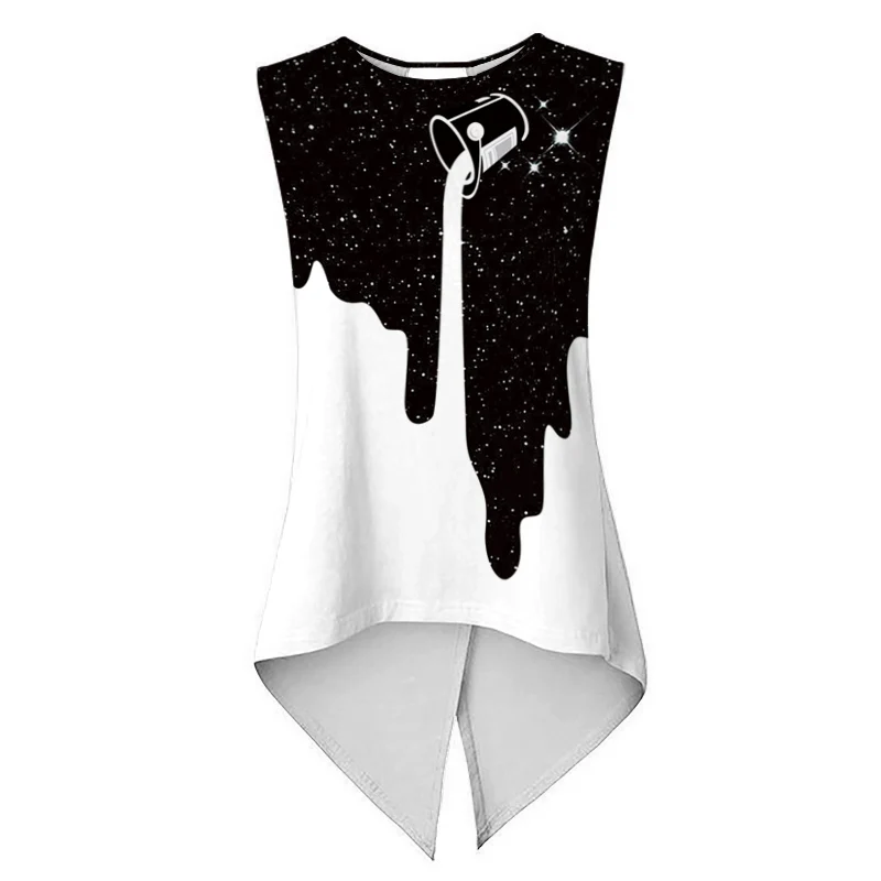 white black color W-Yunna, новинка, топ с рукавами, женский, белый, с рисунком, модный, с открытой спиной, Женская майка, с шаговым швом, уличная одежда, Летний Топ для женщин - Цвет: white black color