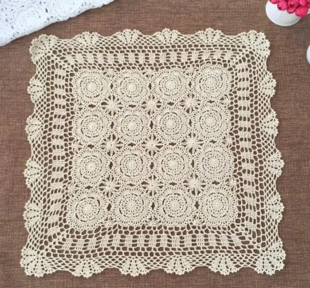 40 см, Crochet Настольный коврик кухня обеденный горячие дети столовых кружево хлопок место коврик ткань салфетка подставка для чашки кружки подставка под напитки Pad R2941 - Цвет: Бежевый