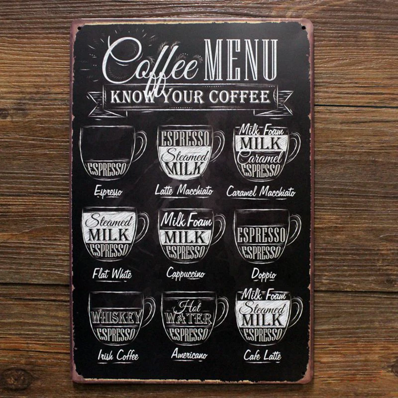 Настенное украшение для дома жестяные знаки ретро картина меню кофе|home decor|coffee